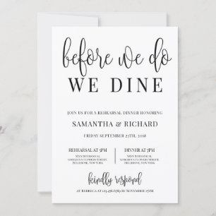 Invitation Minimaliste Avant de faire, nous dînons à la répét