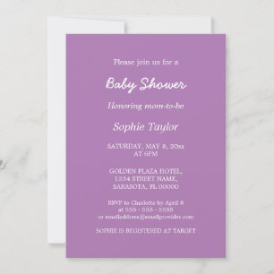 Invitation minimaliste baby shower doux violet