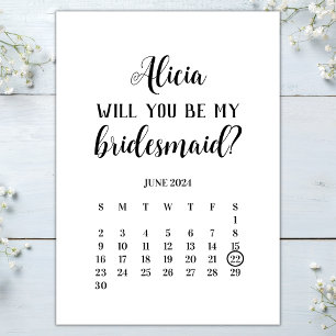 Invitation Minimaliste Be My Bridesmaid Calendrier Propositio
