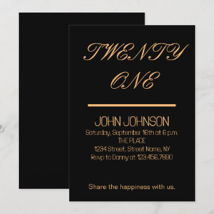 Invitation Minimaliste Black And Gold 21e annivers