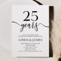 Minimaliste Blanc Noir 25e Anniversaire de Mariage