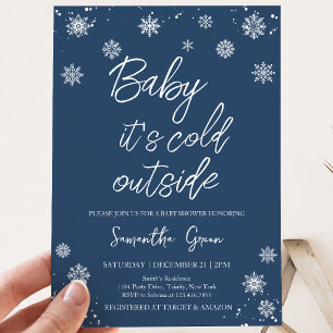 Invitation Minimaliste Bleu Bébé Il Fait Froid Dehors Baby Sh
