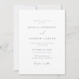 Invitation Minimaliste bleu et blanc bleu et blanc Mariage si