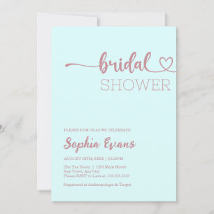 Invitation Minimaliste Bohème Rose Gold Cyan Clair Baby Showe