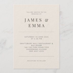 Invitation minimaliste botanique beige doux