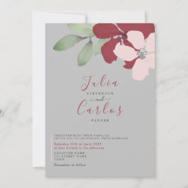 Invitation Minimaliste Bourgogne Florale Mariage