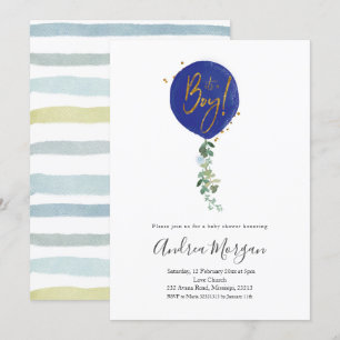 Invitation Minimaliste C'est un garçon baby shower Ballon