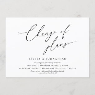 Invitation Minimaliste, Changement de plans, mariage reporté