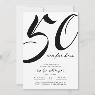 Invitation Minimaliste Cinquante ans et Fantastique 50e anniv