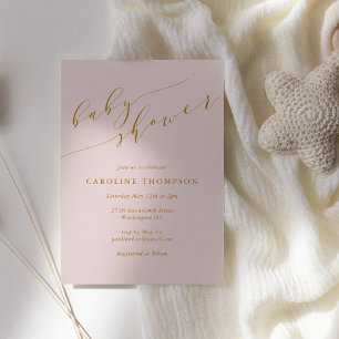 Invitation Minimaliste classique élégant Baby shower rose