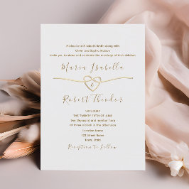 Invitation Minimaliste classique Mariage blanc et or