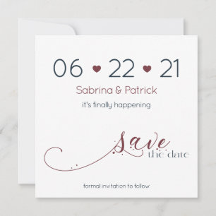 Invitation Minimaliste Dark Navy & Burgundy Enregistrer la da