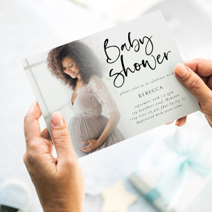 Invitation minimaliste de baby shower de superposi