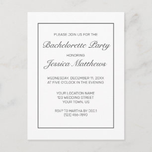 Invitation minimaliste de la fête de bachelorette 