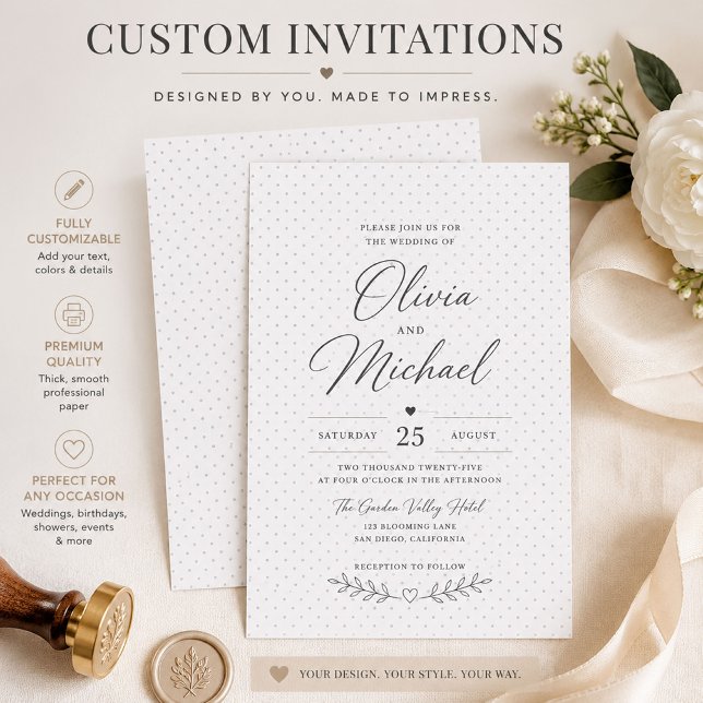Invitation Minimaliste – Design Élégant à Points (Créateur téléchargé)