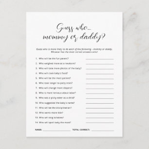 Invitation Minimaliste Devinez Qui Maman Papa Baby shower Car