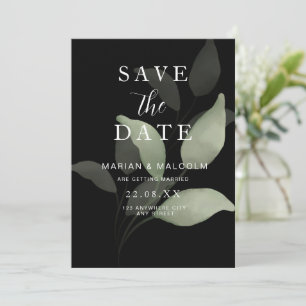 Invitation Minimaliste Économie Date Feuillage Eucalyptus