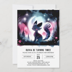 Invitation Minimaliste Élégant Chat Anniversaire