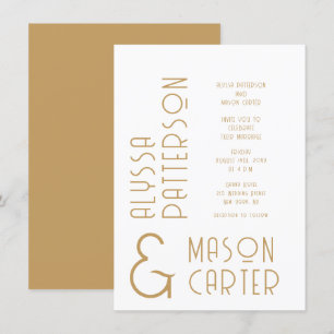 Invitation Minimaliste Elegant Gold Mariage moderne