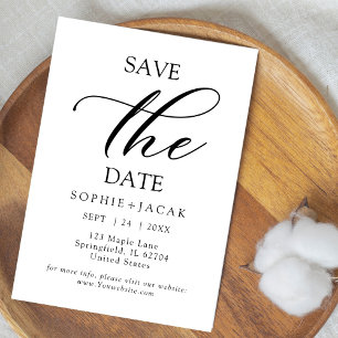 Invitation Minimaliste élégant texte noir Enregistrez la Date