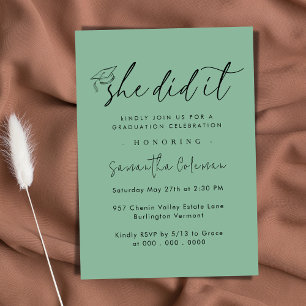 Invitation Minimaliste elle l'a fait   Modern Graduation Part
