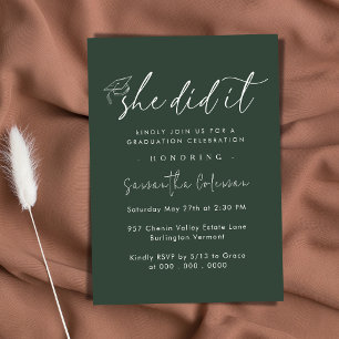 Invitation Minimaliste elle l'a fait Modern Graduation Part