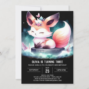 Invitation Minimaliste Enchanted Fox Anniversaire numérique