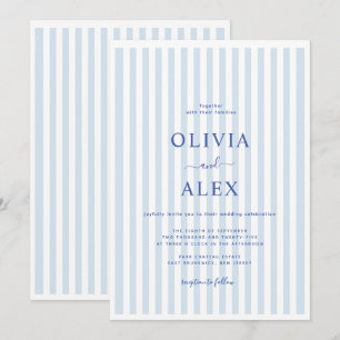 Invitation Minimaliste et Chic Bleu Mariage Personnalisé Fran