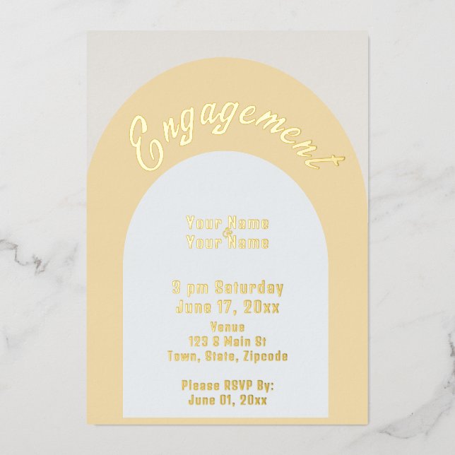 Invitation minimaliste Fiançailles Foil (Recto)