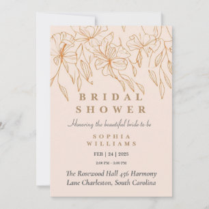 Invitation minimaliste Gold Floral Douche nuptiale