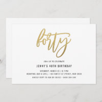 Invitation minimaliste Gold Foil 40e anniversaire