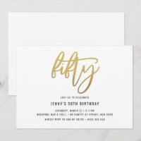 Invitation minimaliste Gold Foil 50e anniversaire