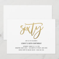 Invitation minimaliste Gold Foil 60e anniversaire