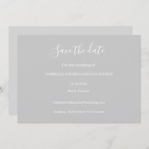 Invitation Minimaliste gris et blanc Enregistrer le Mariage d