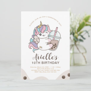 Invitation Minimaliste Licorne Mignonne Thé à Bull
