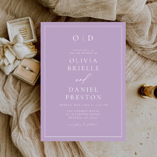 Invitation Minimaliste Lilac Mauve Mariage de calligraphie mo