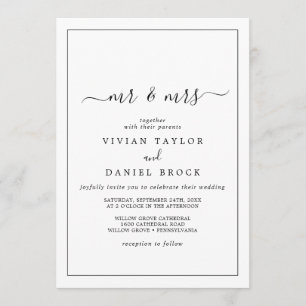 Invitation Minimaliste, M. et Mme Mariage