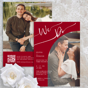 Invitation Minimaliste manuscrit QR Code Deux Mariage photo