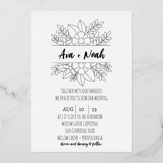 Invitation minimaliste Mariage Foil (Recto)