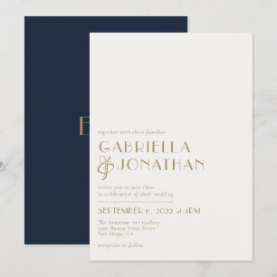 Invitation minimaliste marine moderne Blue Gold
