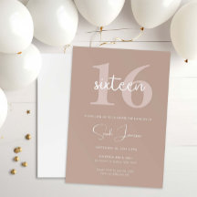 Invitation minimaliste moderne 16e anniversaire de