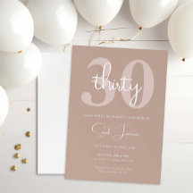 Invitation minimaliste moderne 30e anniversaire de