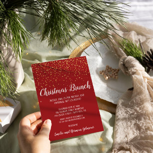 Invitation Minimaliste Moderne Brunch de Noël rouge