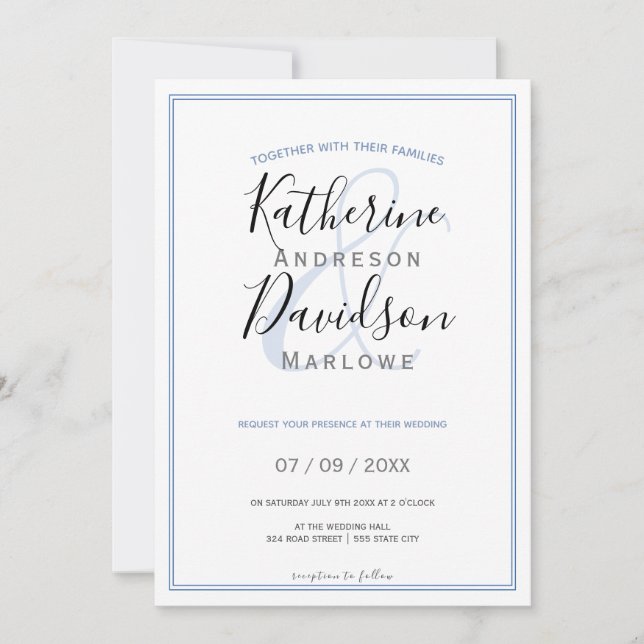 Invitation ✨ minimaliste moderne 💌 cadre élégant (Devant)