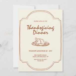 Invitation Minimaliste Moderne Dîner Thanksgiving