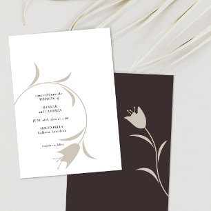 Invitation Minimaliste Moderne Floral Greige & Espresso