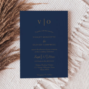 Invitation Minimaliste moderne   Mariage de monogramme d'or M
