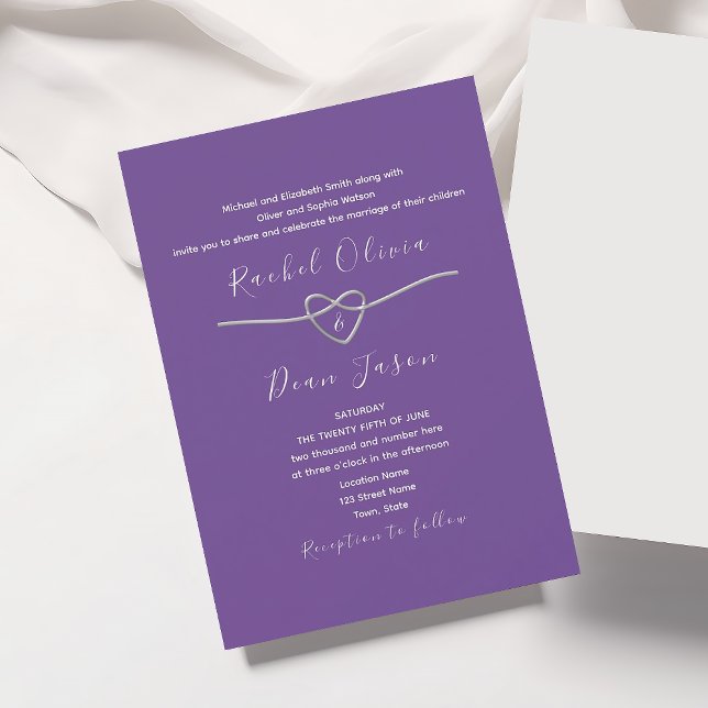 Invitation minimaliste moderne mariage violet (Créateur téléchargé)
