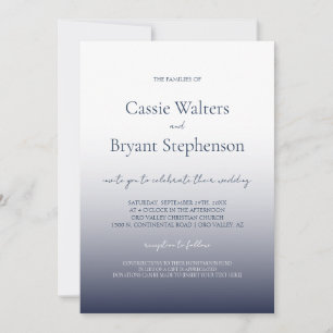 Invitation Minimaliste moderne Marine Bleu Fade Chic Mariage