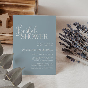 Invitation Minimaliste Moderne Script Dusty Blue Baby Shower
